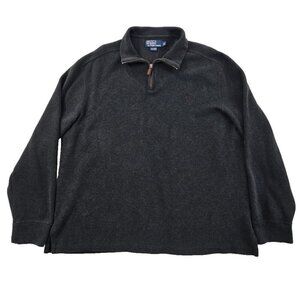 Polo Ralph Lauren 1/4 Zip Henley Men's XL Dark Grey EUC Long Sleeves Old Money